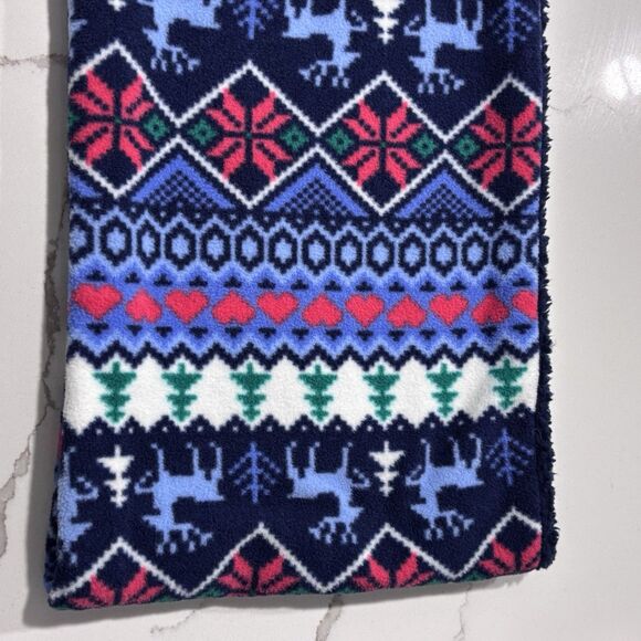 LANDS' END Women's Fleece Fair Isle Print Reindeer Snowflakes Scarf Gloves Set 7 - Picture 16 of 16
